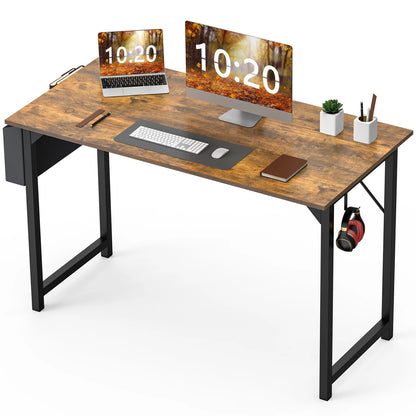 Computer Desk - Compact For Small Spaces - Side Storage & Hook- Modern Simple Style - Writing Study Office Gaming Table